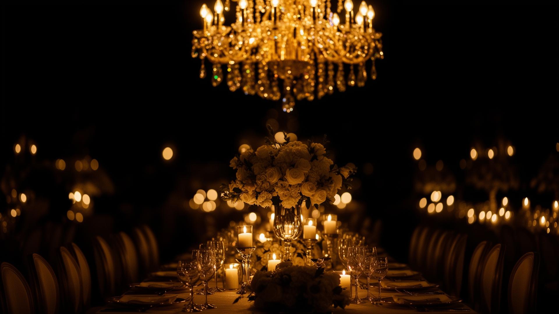 Elegant candlelit event reception